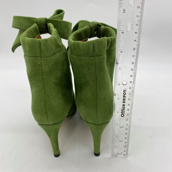 Green Closed Point Toe Boots Comfort Pleated Zippe - Picture 6 of 10